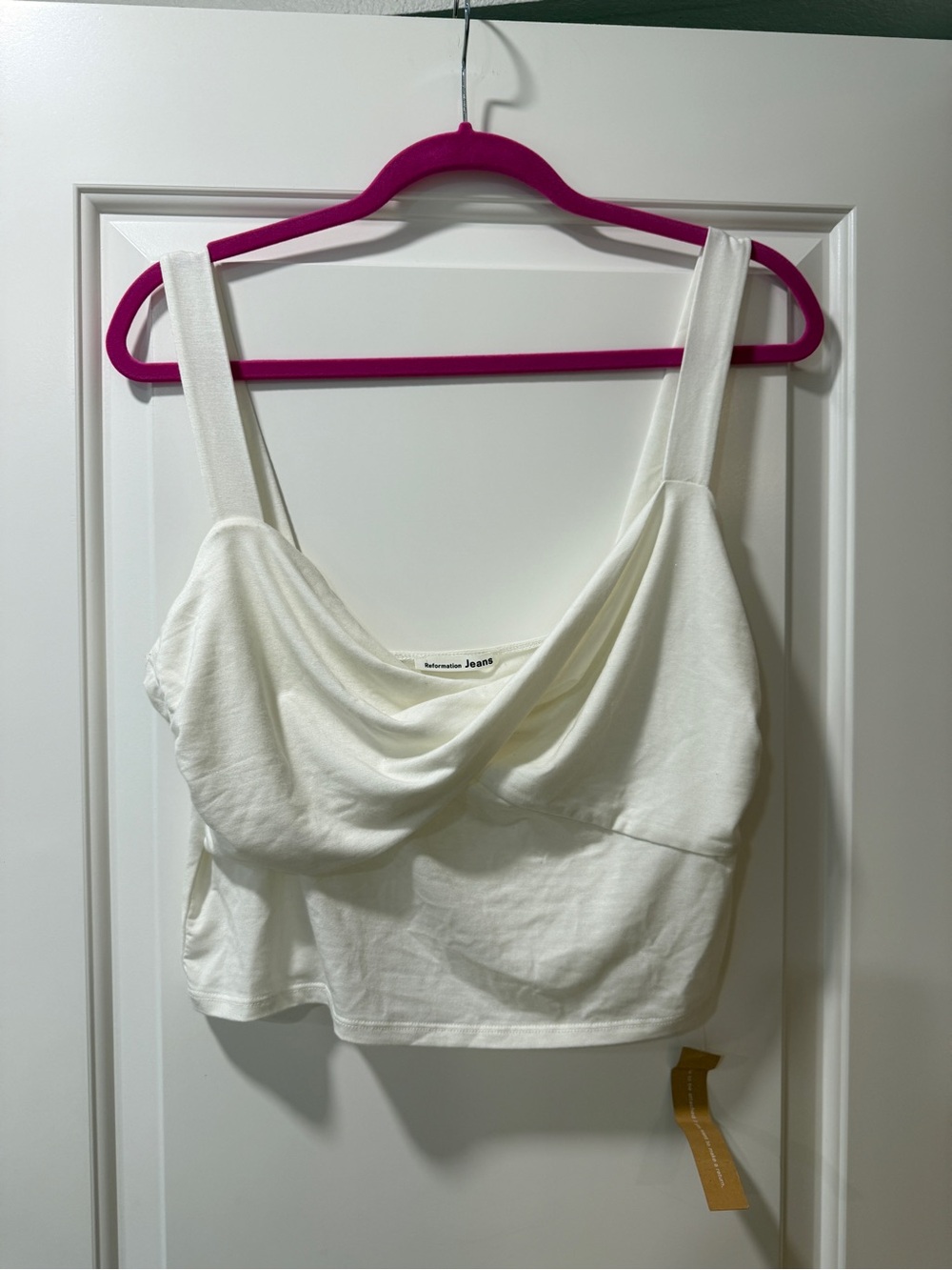 Reformation Cream Draped Crop Tank